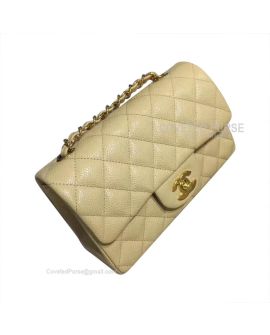 Chanel Mini Flap Bag Rectangular Apricot Caviar With Gold HW