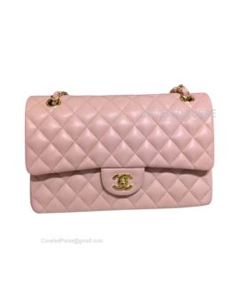 Chanel Medium Flap Bag Light Pink Lambskin With Gold HW