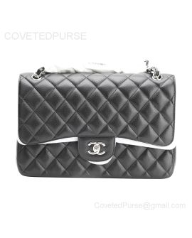 Chanel Jumbo Flap Bag Black Caviar With Silver HW