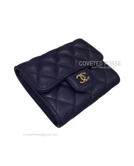 Chanel Classic Small Wallet In Sapphire Blue Lambskin With Shiny Gold HW
