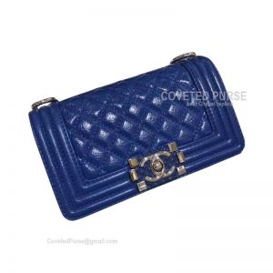 Chanel Boy Bag Small In Dark Blue Wax Calfskin With Shiny Silver HW