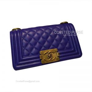 Chanel Boy Bag Small In Electric Blue Caviar With Gold HW