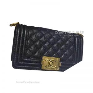 Chanel Boy Bag Small In Black Caviar With Gold HW