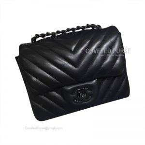 Chanel So Black Mini Flap Bag Lambskin Chevron With Black HW