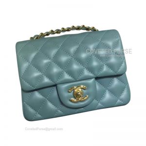 Chanel Mini Flap Bag Mint Green Lambskin With Gold HW