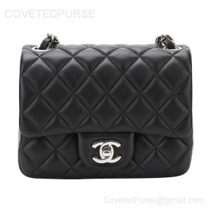 Chanel Mini Flap Bag Black Lambskin With Silver HW