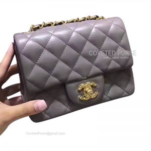 Chanel Mini Flap Bag Gray Lambskin With Gold HW