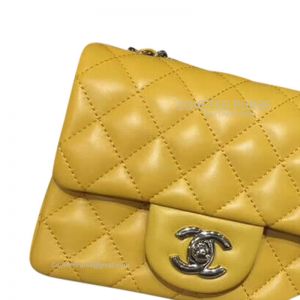 Chanel Mini Flap Bag Mango Yellow Lambskin With Silver HW