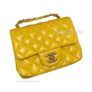 Chanel Mini Flap Bag Bright Yellow Lambskin With Gold HW