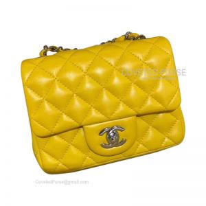 Chanel Mini Flap Bag Bright Yellow Lambskin With Silver HW