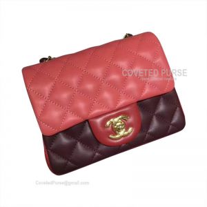 Chanel Mini Flap Bag Double Red Lambskin With Gold HW