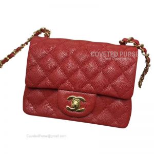 Chanel Mini Flap Bag Red Caviar With Gold HW