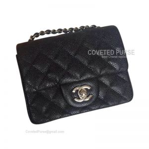 Chanel Mini Flap Bag Black Caviar With Silver HW