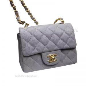 Chanel Mini Flap Bag Gray Caviar With Gold HW