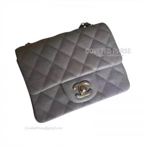 Chanel Mini Flap Bag Gray Caviar With Silver HW
