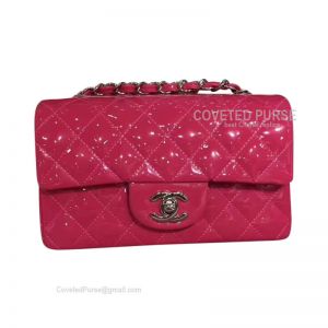 Chanel Rectangular Mini Flap Bag Patent In Rose With Silver HW