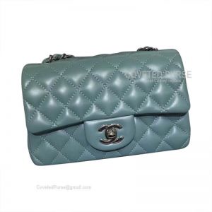 Chanel Rectangular Mini Flap Bag Mint Green Lambskin With Silver HW