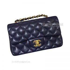 Chanel Mini Flap Bag Rectangular Sapphire Lambskin With Gold HW