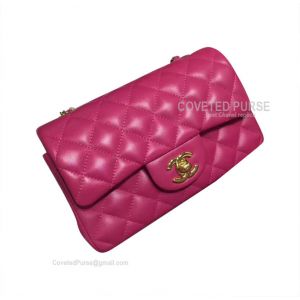 Chanel Mini Rectangular Flap Bag Rose Lambskin With Gold HW