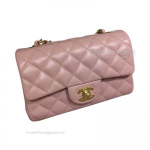 Chanel Mini Flap Bag Rectangular Light Pink Lambskin With Gold HW