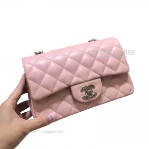 Chanel Mini Rectangular Flap Bag Light Pink Lambskin With Silver HW