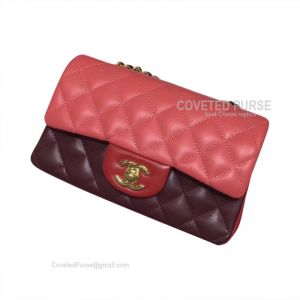 Chanel Rectangular Mini Flap Bag Double Red Lambskin With Gold HW