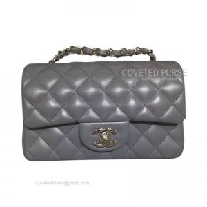 Chanel Rectangular Mini Flap Bag Dark Gray Lambskin With Silver HW