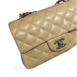 Chanel Mini Rectangular Flap Bag Apricot Lambskin With Silver HW