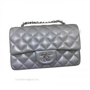 Chanel Mini Flap Bag Rectangular Metallic Lambskin With Silver HW