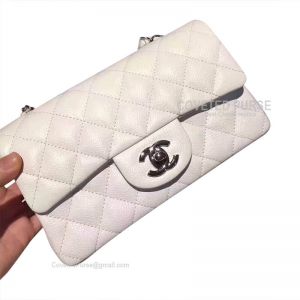 Chanel Mini Flap Bag Rectangular White Caviar With Silver HW