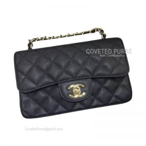 Chanel Mini Flap Bag Rectangular Caviar Black With Gold HW