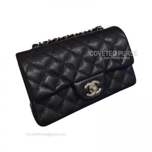 Chanel Rectangular Mini Flap Bag Black Caviar With Silver HW