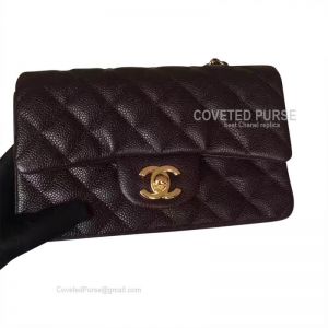 Chanel Mini Rectangular Flap Bag Coffee Caviar With Gold HW