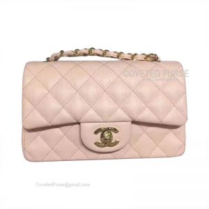 Chanel Rectangular Mini Flap Bag Light Pink Caviar With Gold HW