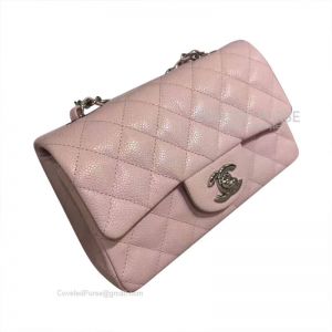 Chanel Mini Flap Bag Rectangular Light Pink Caviar With Silver HW
