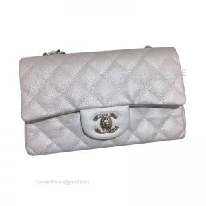 Chanel Mini Rectangular Flap Bag Metallic Caviar With Silver HW