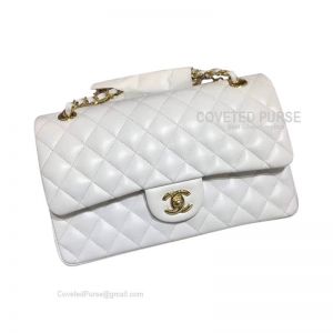 Chanel Medium Flap Bag White Lambskin With Gold HW