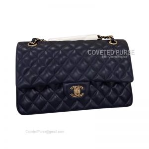 Chanel Medium Flap Bag Sapphire Lambskin With Gold HW