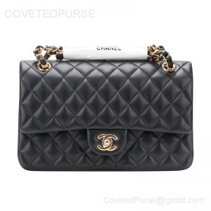 Chanel Medium Flap Bag Black Lambskin With Gold HW