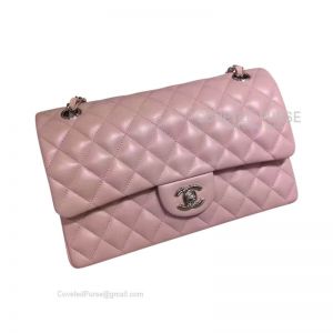 Chanel Medium Flap Bag Light Pink Lambskin With Silver HW