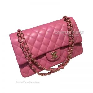Chanel Medium Flap Bag Peach Pink Lambskin With Gold HW