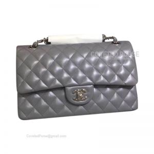 Chanel Medium Flap Bag Dark Gray Lambskin With Silver HW