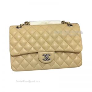 Chanel Medium Flap Bag Apricot Lambskin With Silver HW