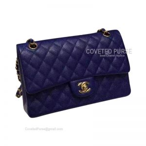 Chanel Medium Flap Bag Sapphire Caviar With Gold HW