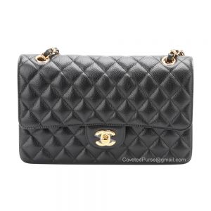 Chanel Medium Flap Bag Black Caviar With Gold HW