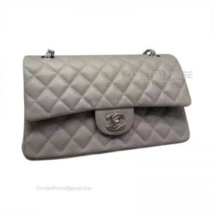Chanel Medium Flap Bag Gray Caviar With Silver HW