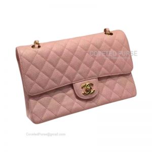 Chanel Medium Flap Bag Light Pink Caviar With Shiny Gold HW