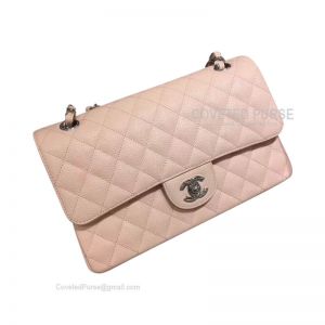 Chanel Medium Flap Bag Light Pink Caviar With Silver HW
