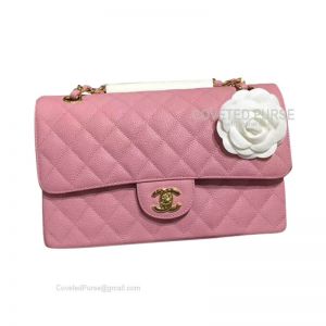 Chanel Medium Flap Bag Peach Pink Caviar With Gold HW