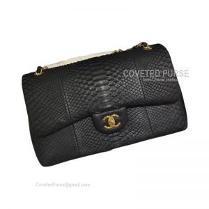 Chanel Jumbo Flap Bag Black Python With Gold HW
